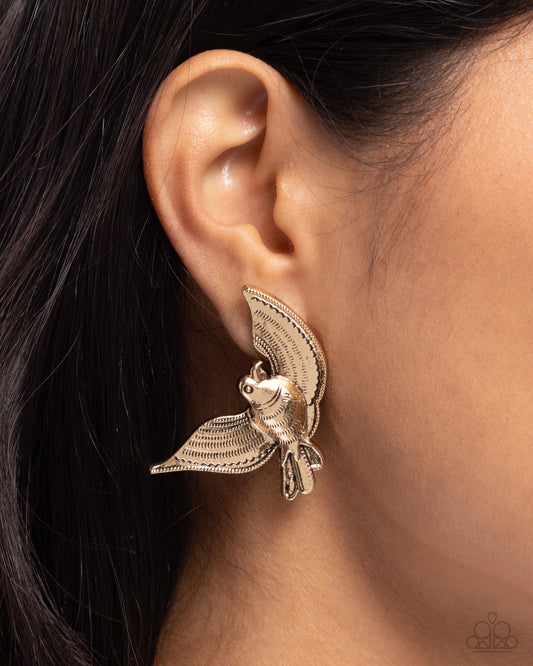 Paparazzi Bird of PLAY - Gold Earrings