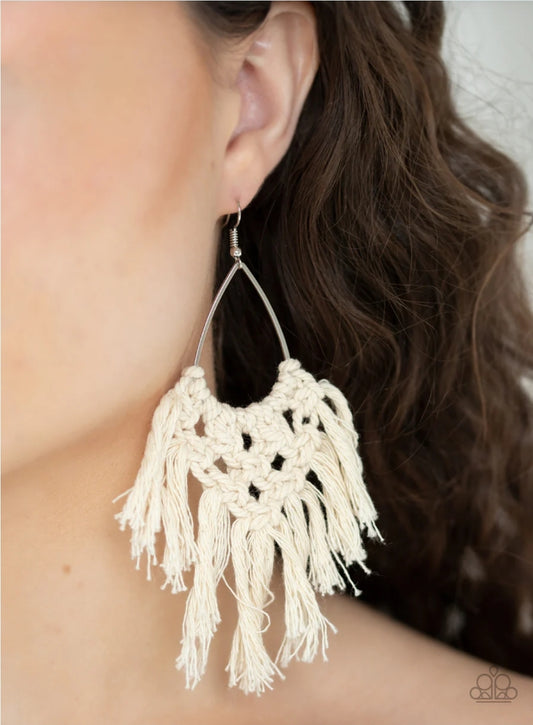 Paparazzi Oh MACRAME, Oh My - White Earrings