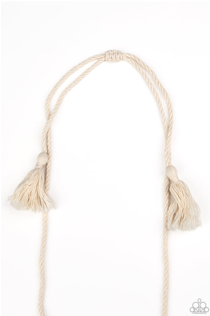 Paparazzi Macrame Mantra White Necklace