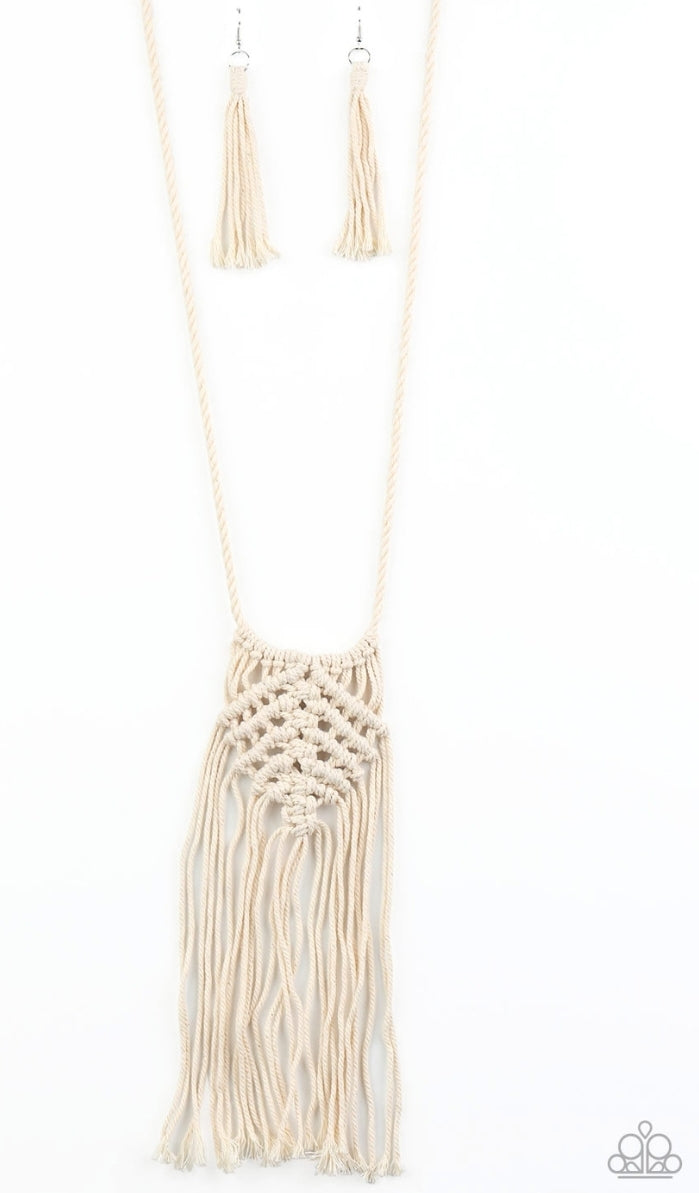 Paparazzi Macrame Mantra White Necklace