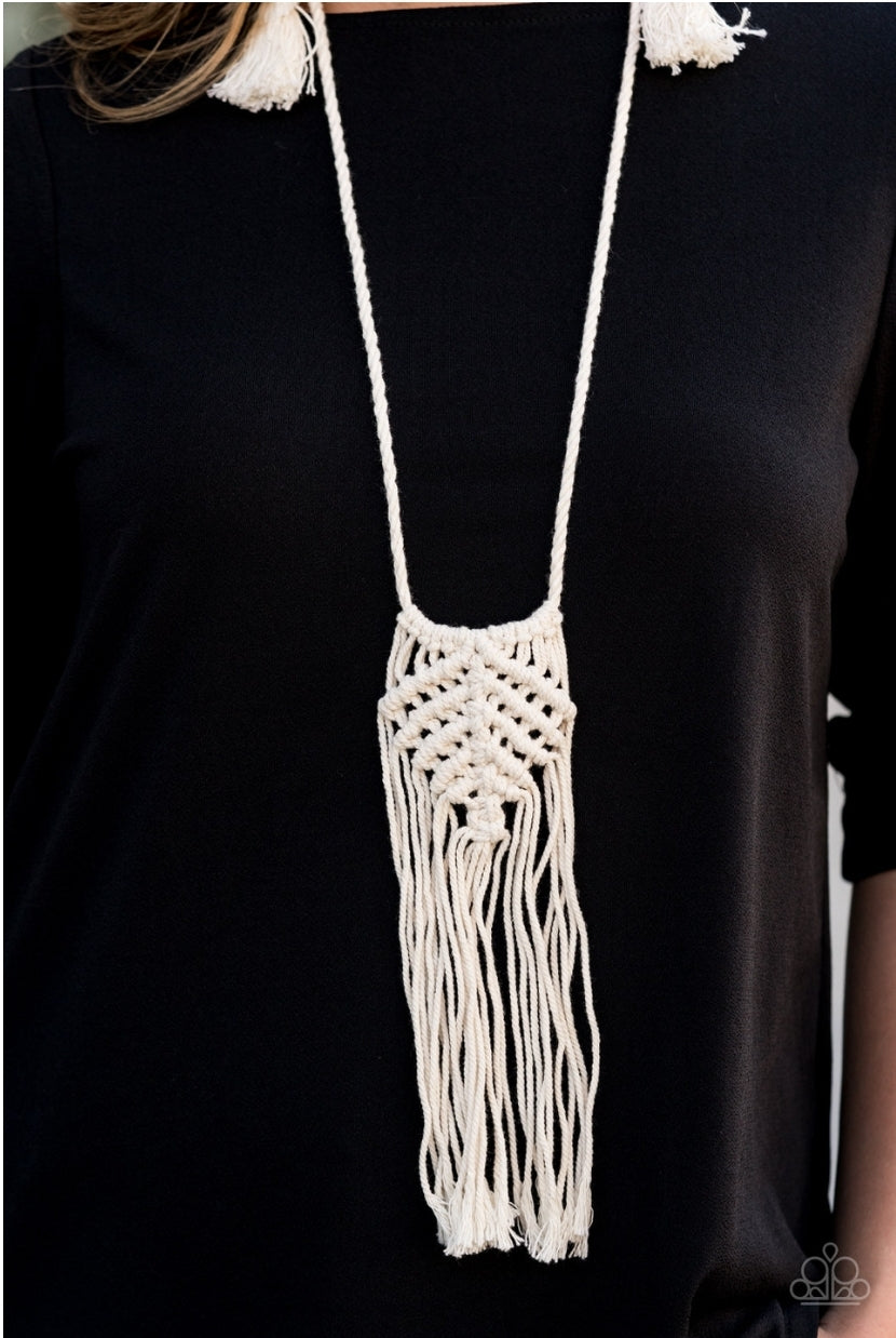 Paparazzi Macrame Mantra White Necklace