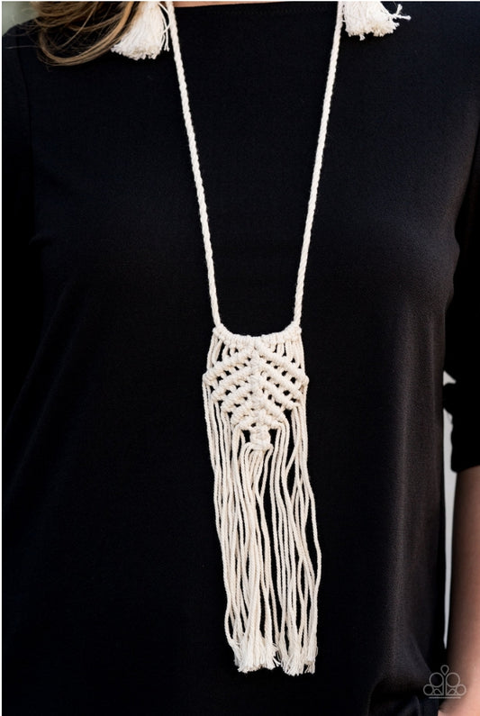 Paparazzi Macrame Mantra White Necklace