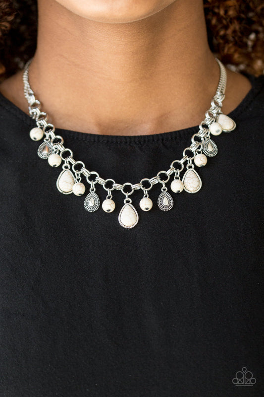 Paparazzi Welcome To Bedrock - White Necklace