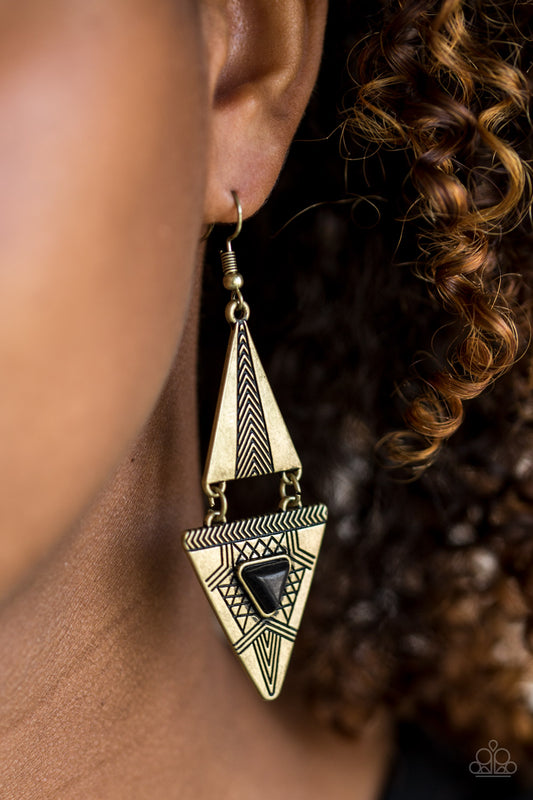 Paparazzi El Paso Edge - Brass Earring