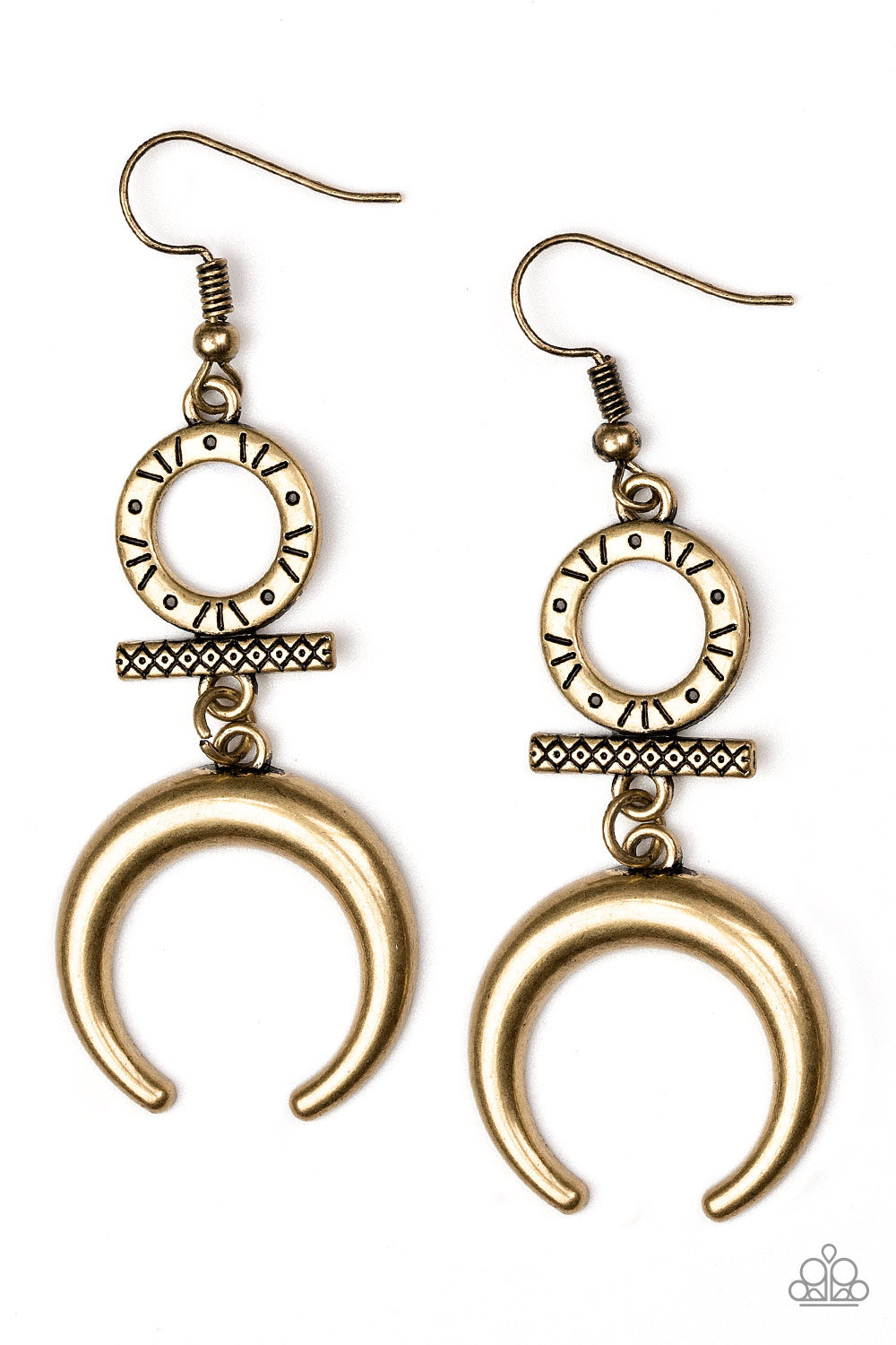 Paparazzi Majestically Moon Child - Brass Earring