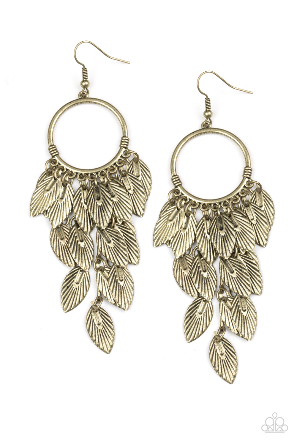 Paparazzi Feather Frenzy - Brass Earring