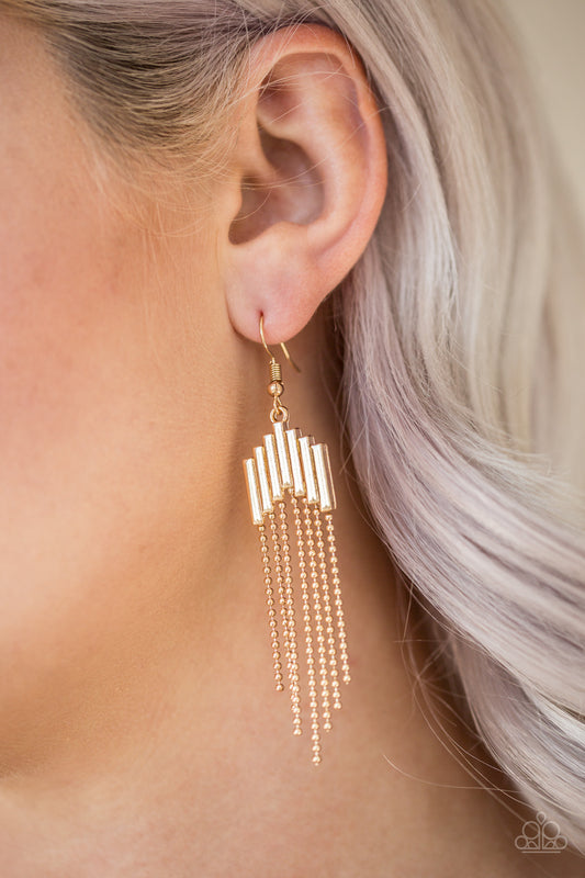 Paparazzi Radically Retro - Gold Earring