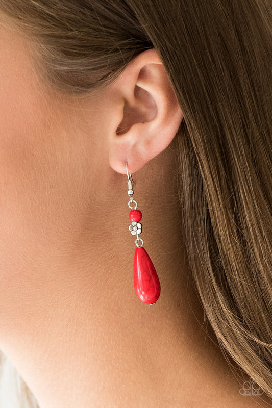 Paparazzi Sandstone Sunflowers - Red Earring