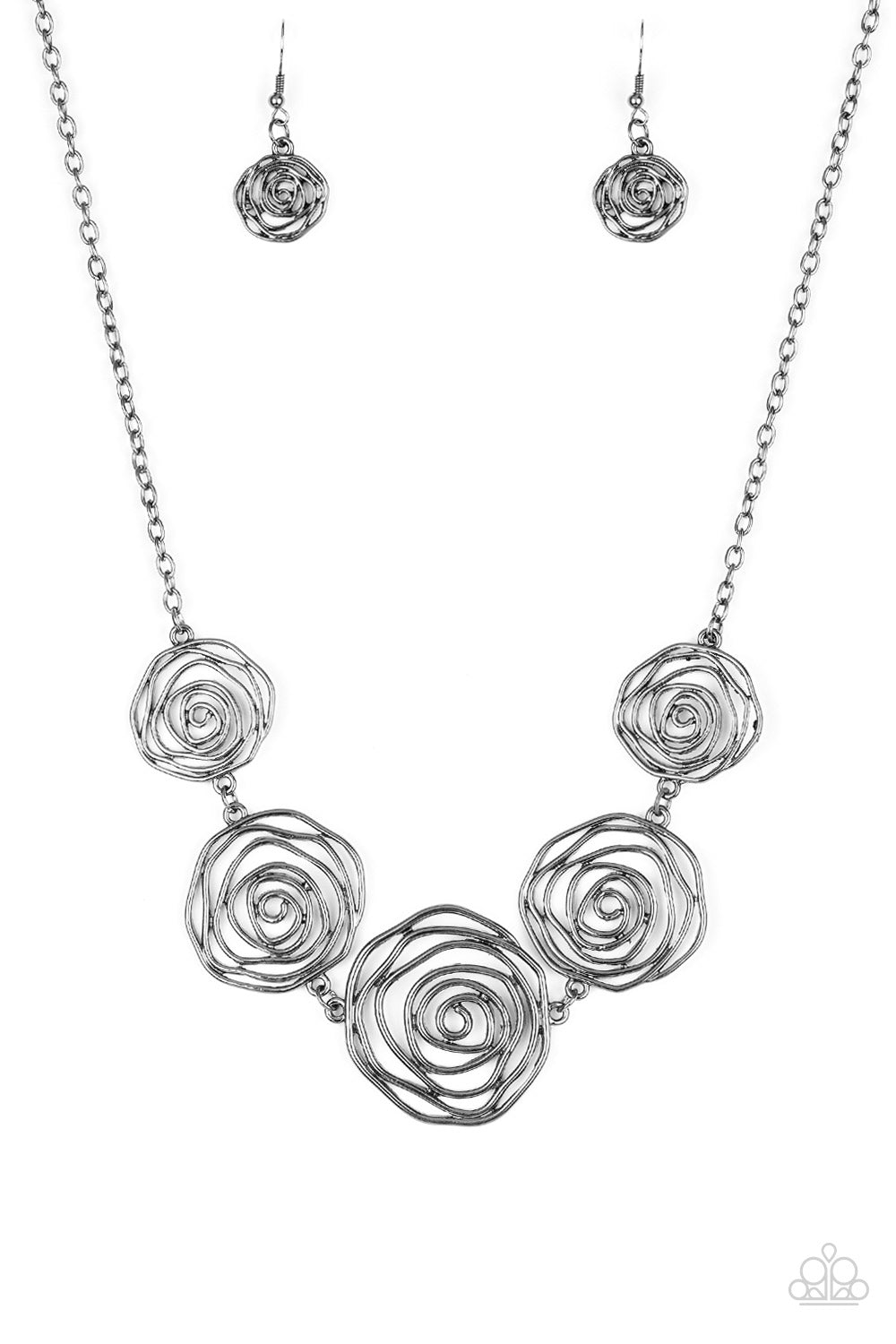 Paparazzi Rosy Rosette - Black Necklace