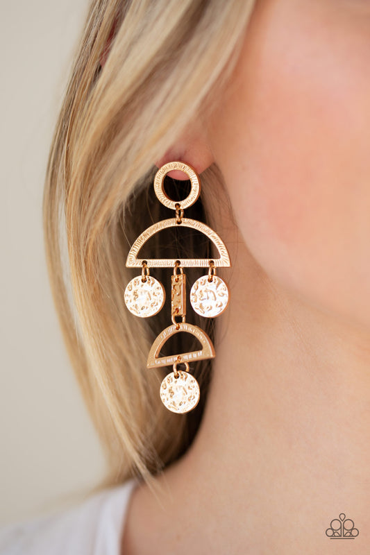 Paparazzi Incan Eclipse - Gold Earring