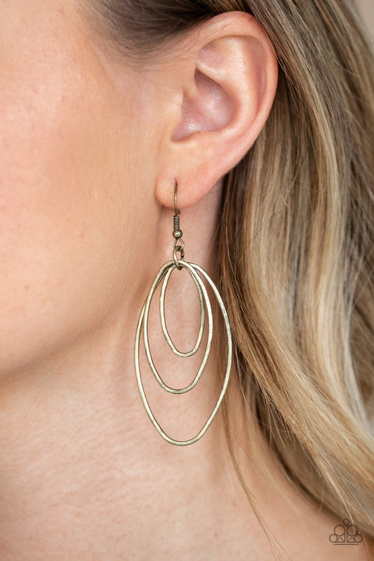 Paparazzi All OVAL The Place - Brass Earring