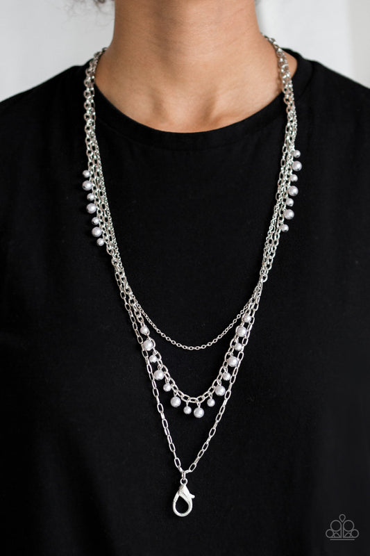 Paparazzi Pearl Pageant - Silver Necklace