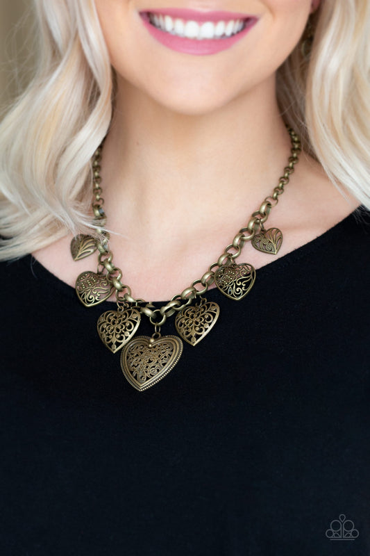 Paparazzi Love Lockets - Brass Necklace