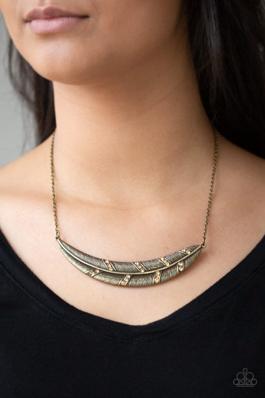 Paparazzi Say You QUILL - Brass Necklace