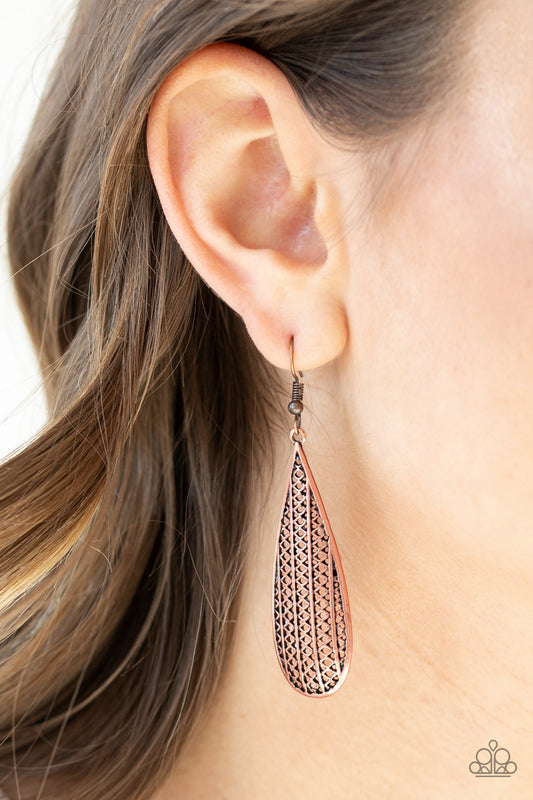 Paparazzi Terra Tears - Copper Earring