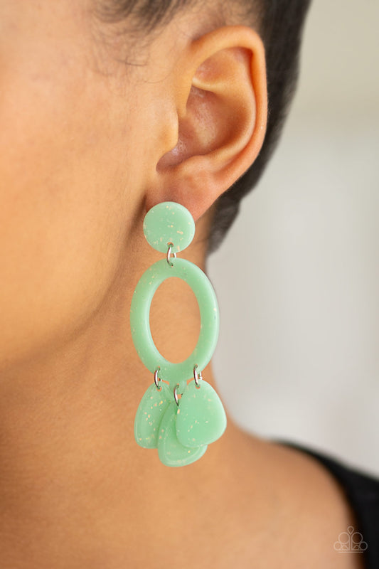 Paparazzi Sparkling Shores - Green Earring