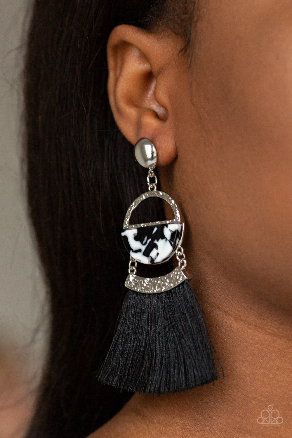 Paparazzi Tassel Trot - Black Earring