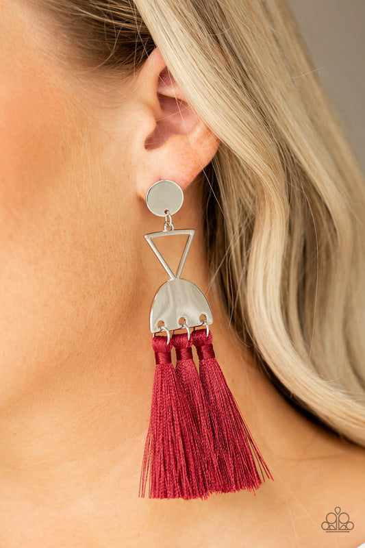 Paparazzi Tassel Trippin - Red Earring