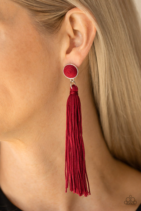 Paparazzi Tightrope Tassel - Red Earring