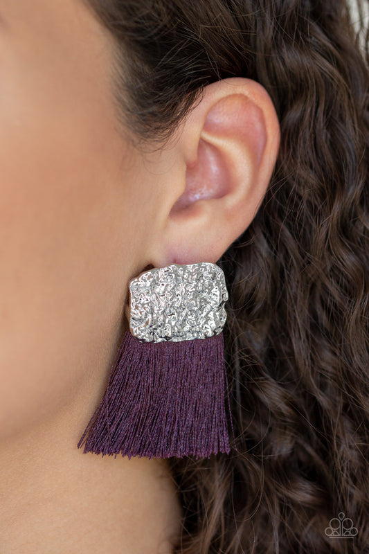 Paparazzi Plume Bloom - Purple Earring