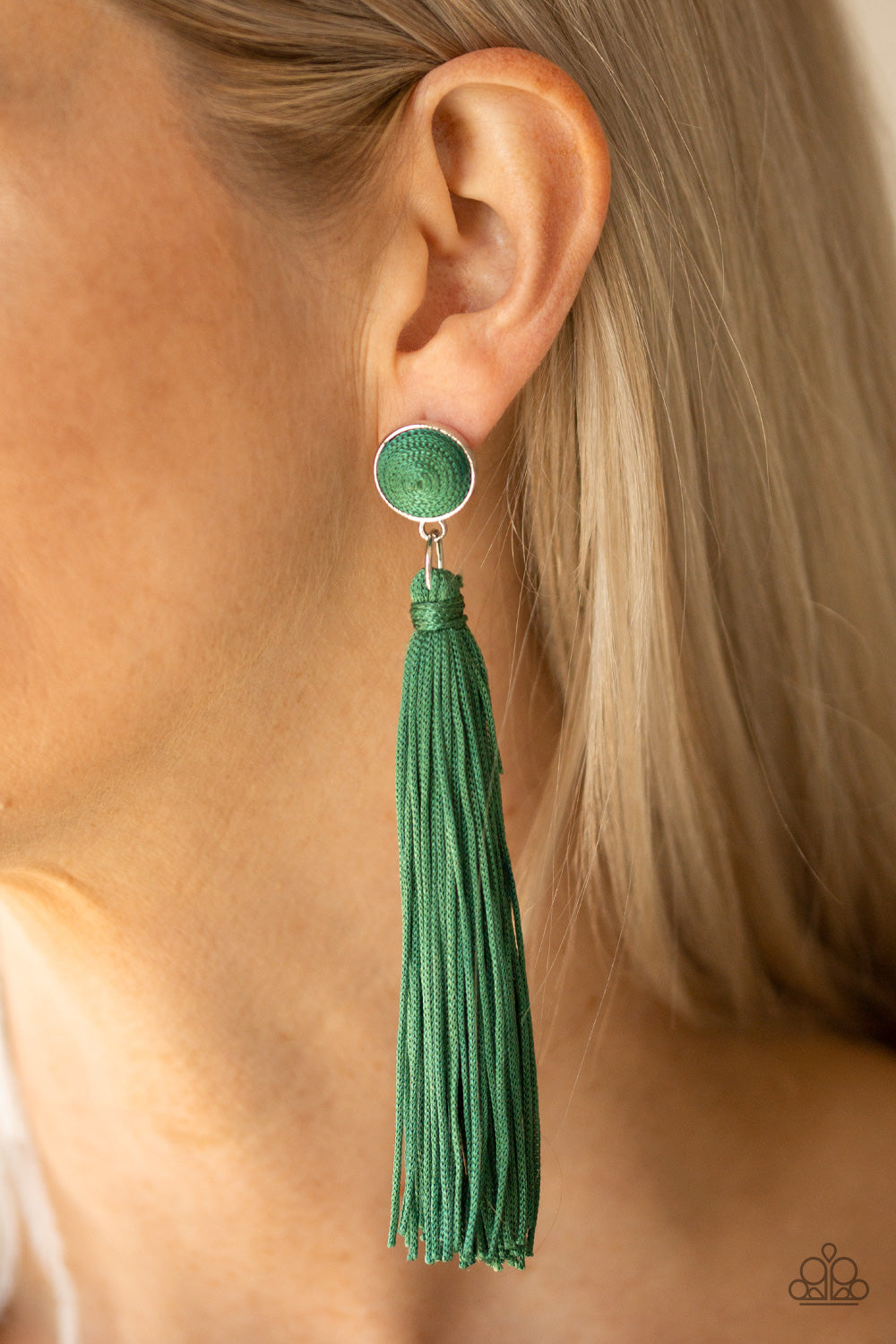 Paparazzi Tightrope Tassel - Green Earring