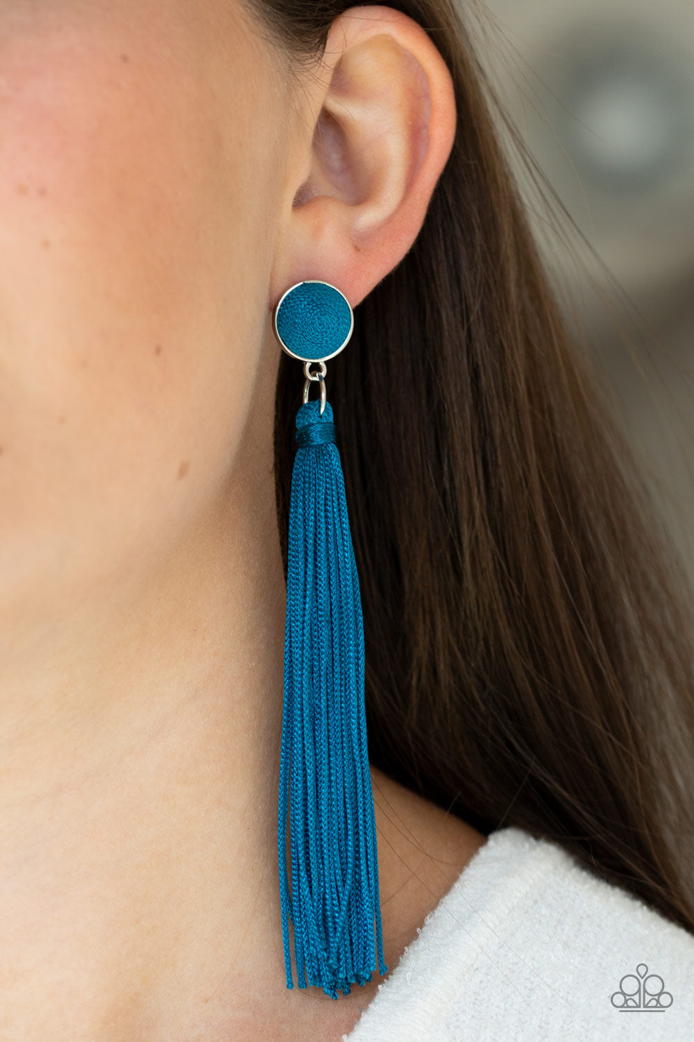 Paparazzi Tightrope Tassel - Blue Earring