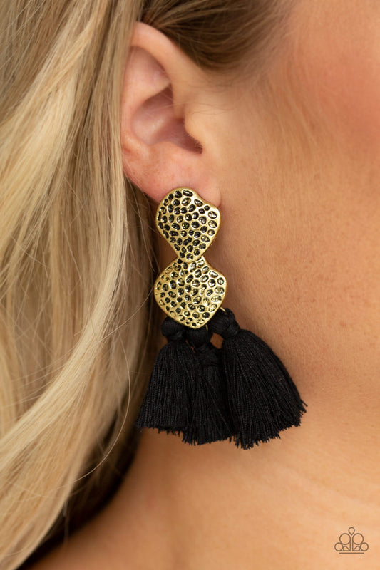 Paparazzi Tenacious Tassel - Black Earring