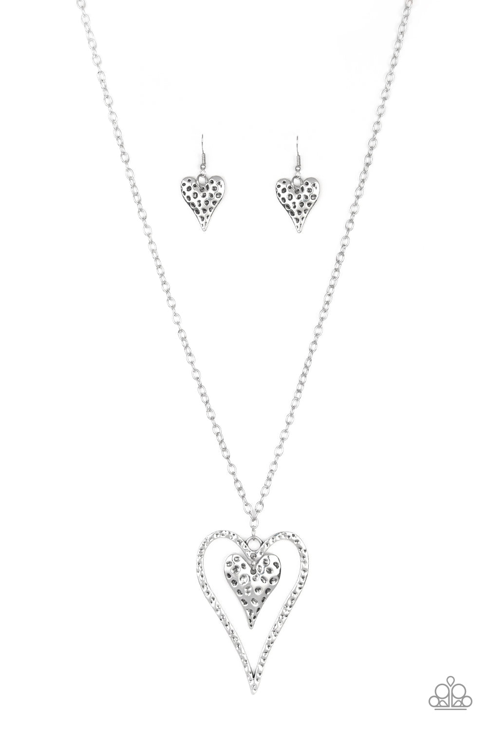 Paparazzi Hardened Hearts - Silver Necklace