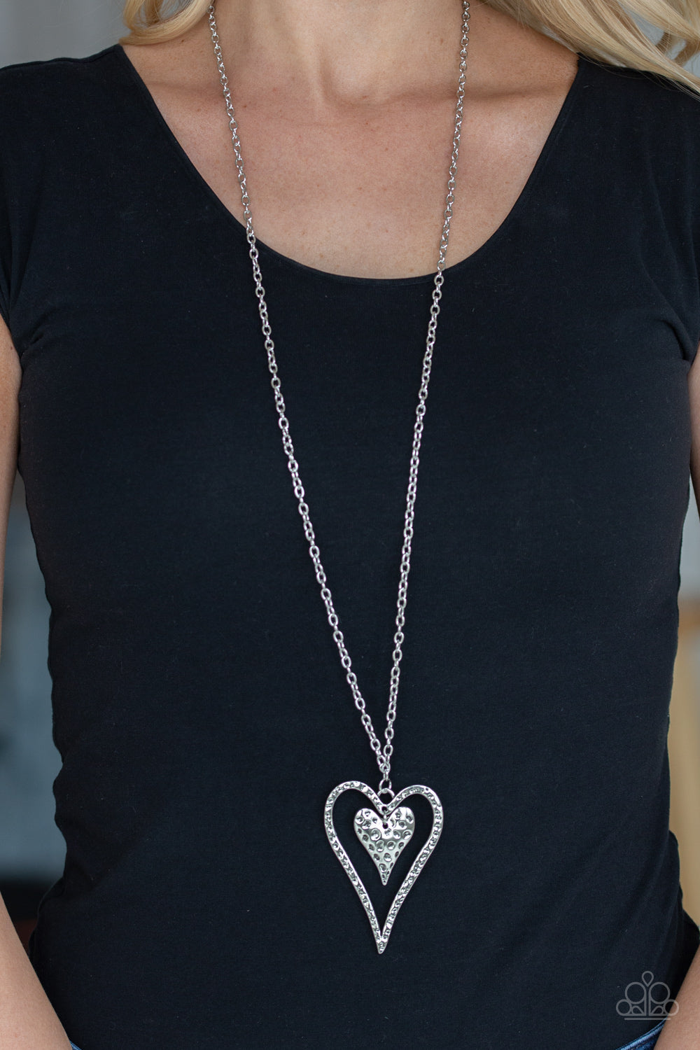 Paparazzi Hardened Hearts - Silver Necklace