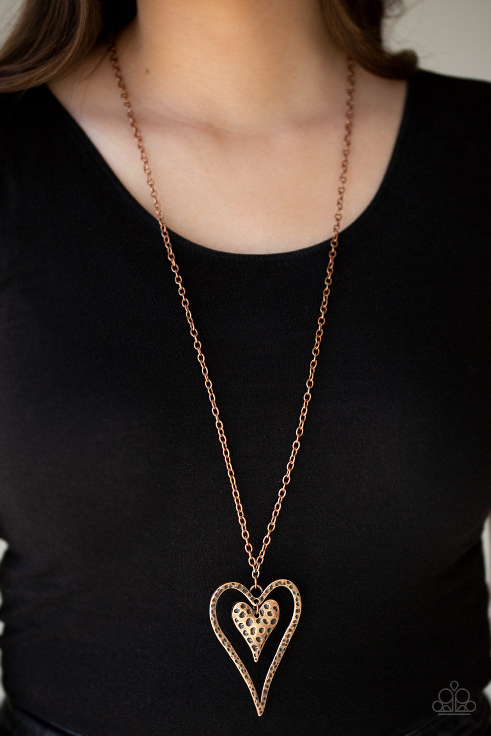 Paparazzi Hardened Hearts - Copper Necklace