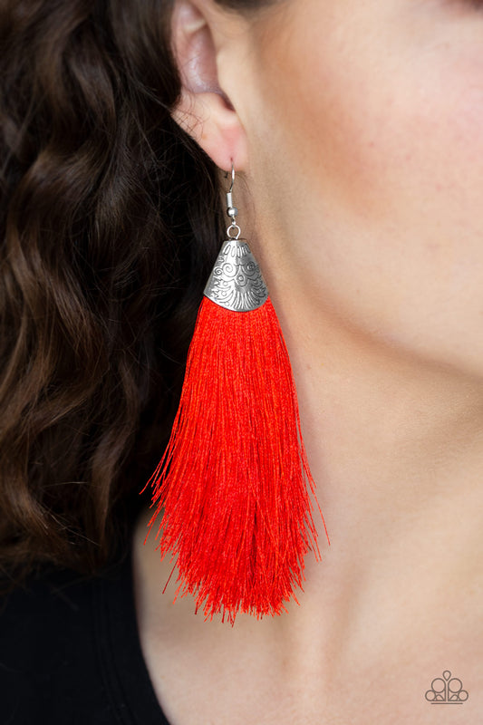 Paparazzi Tassel Temptress - Red Earring