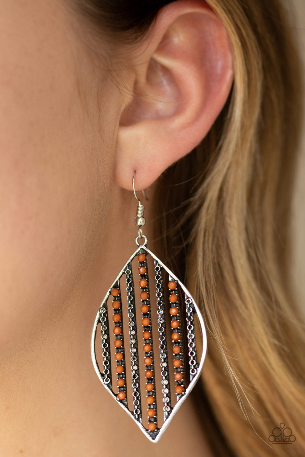 Paparazzi Leaf Motif - Brown Earring