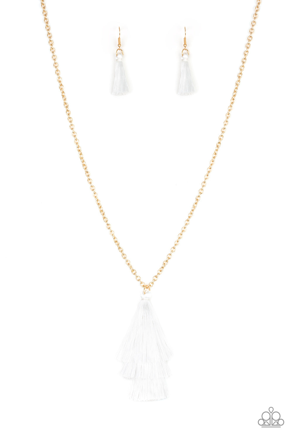 Paparazzi Triple The Tassel - White Necklace