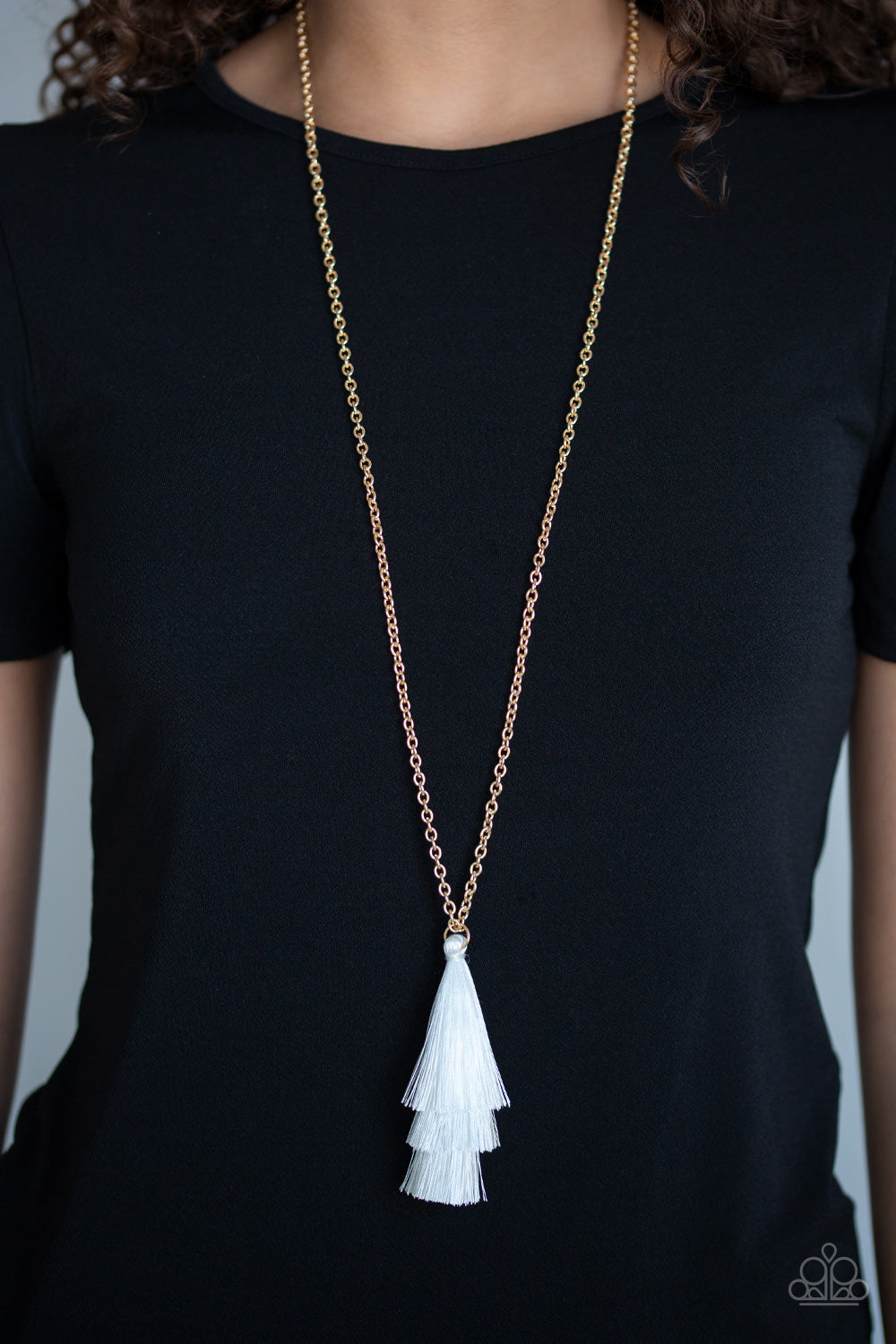 Paparazzi Triple The Tassel - White Necklace