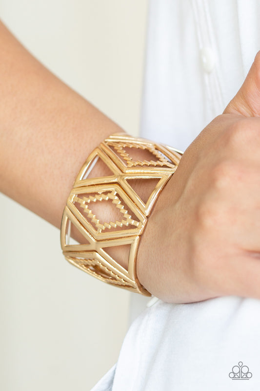 Paparazzi Textile Tango - Gold Bracelet