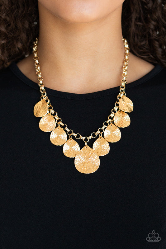 Paparazzi Texture Storm - Gold Necklace