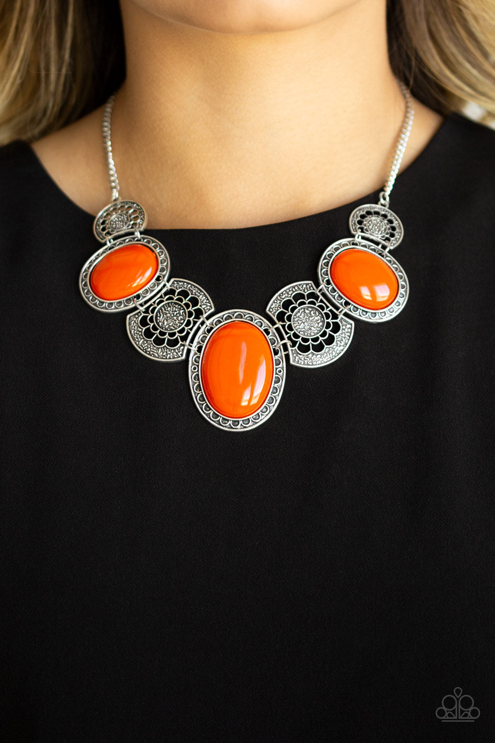 Paparazzi The Medallion-aire - Orange Necklace