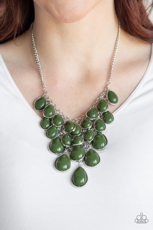 Paparazzi Shop Til You TEARDROP - Green Necklace