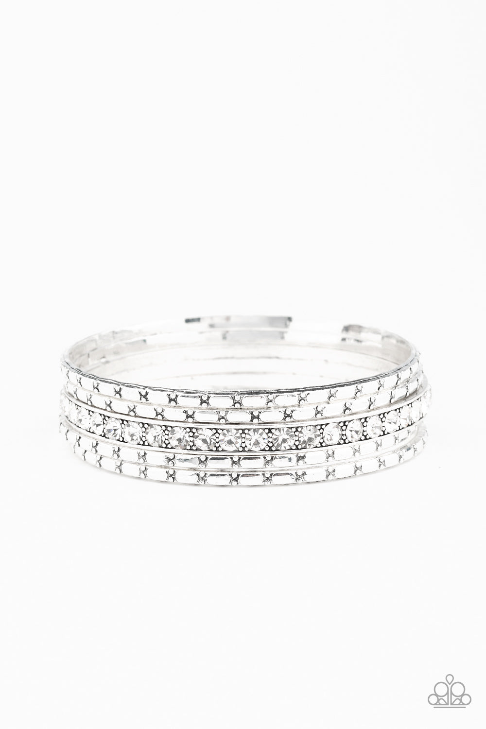 Paparazzi Glitzy Grunge - White Bracelet