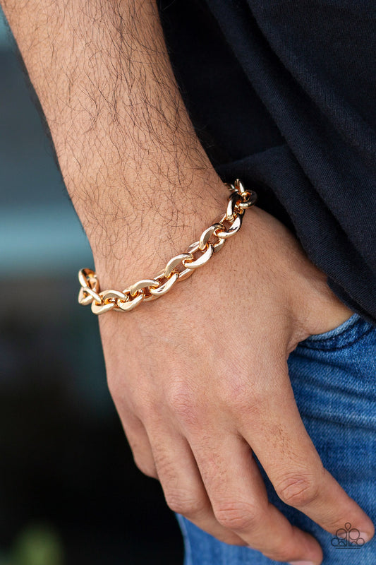 Paparazzi Step It Up - Gold Mens Bracelet