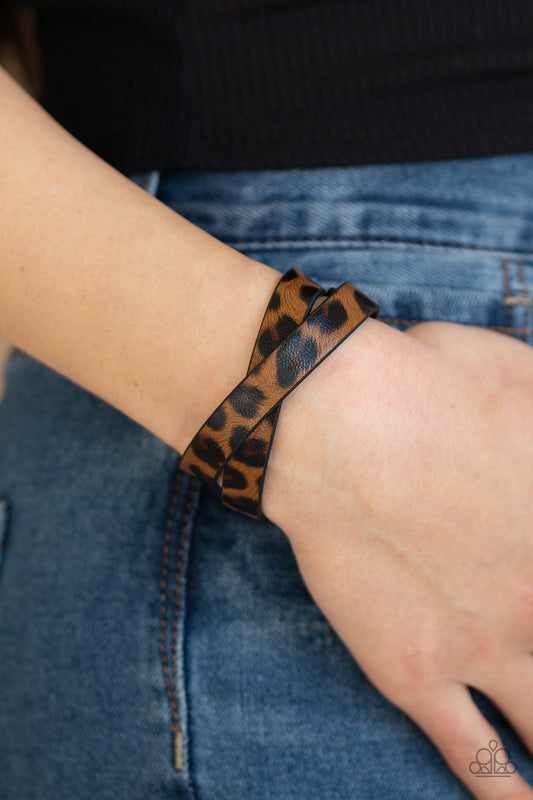 Paparazzi All GRRirl - Brown Wrap & Snap Bracelet