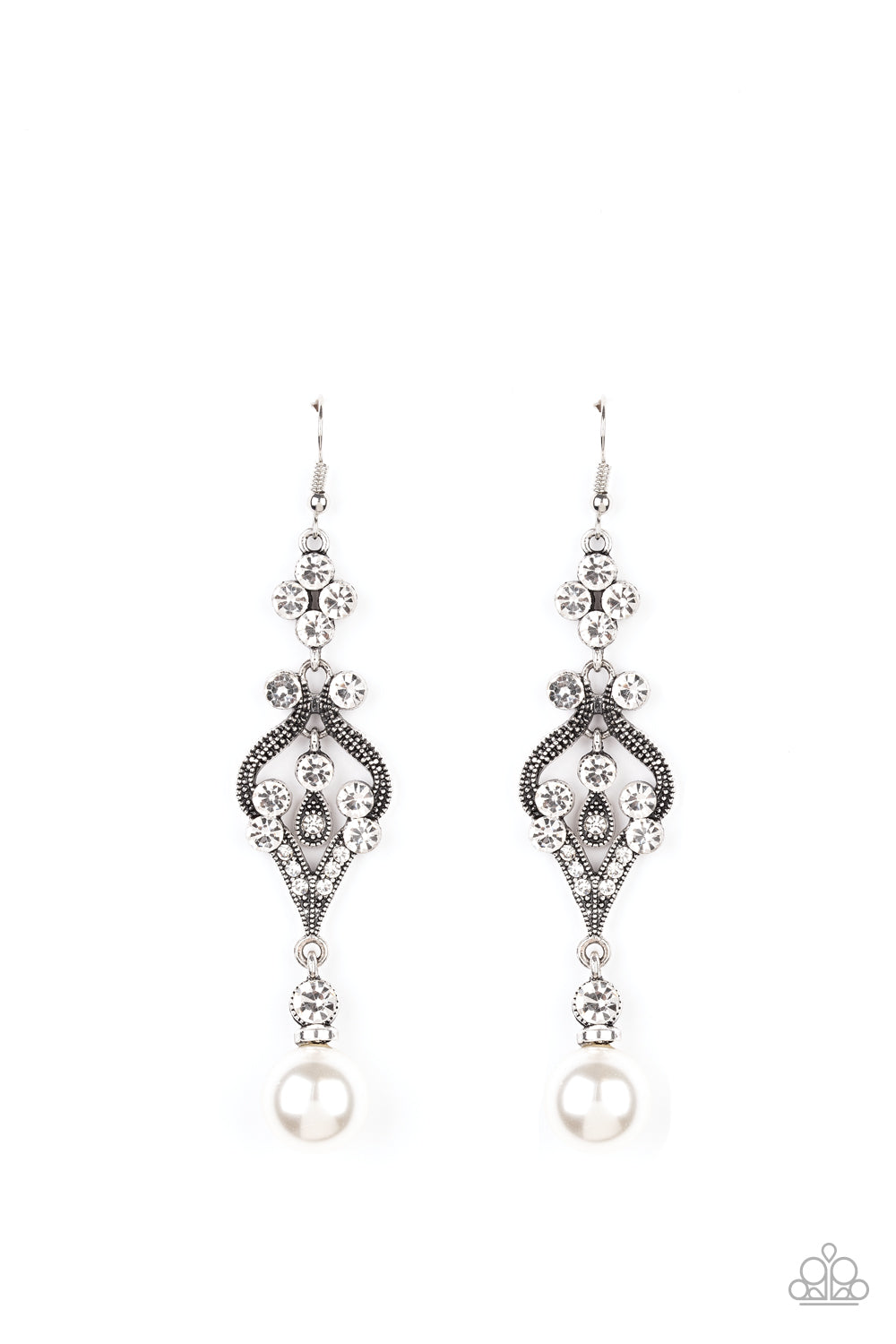 Paparazzi Elegantly Extravagant - White Earring