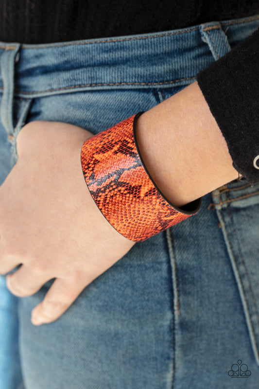 Paparazzi Its a Jungle Out There - Orange Wrap & Snap Bracelet