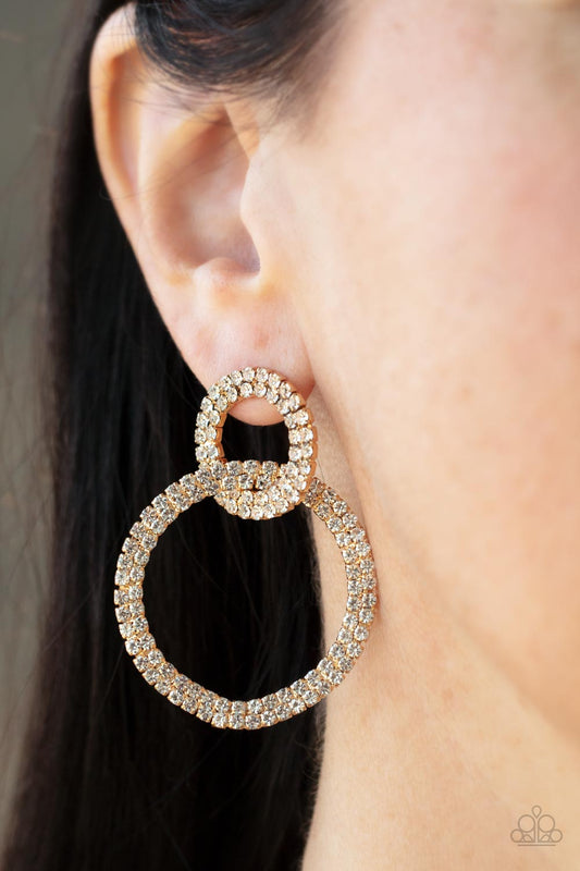 Paparazzi Intensely Icy - Gold Earring