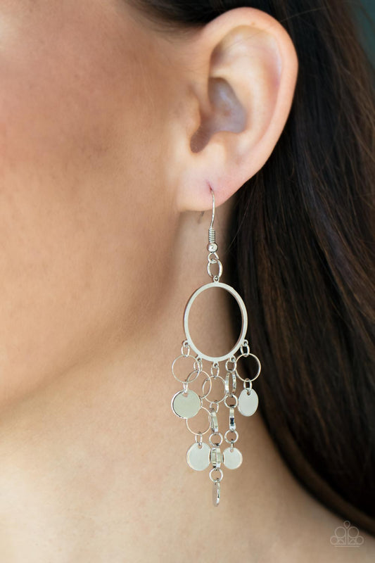 Paparazzi Cyber Chime - Silver Earring