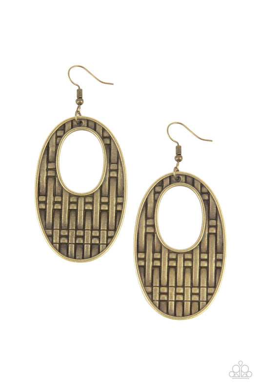 Paparazzi Engraved Edge - Brass Earring