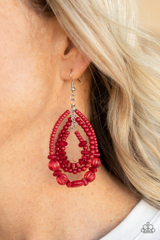 Paparazzi Prana Party - Red Earring