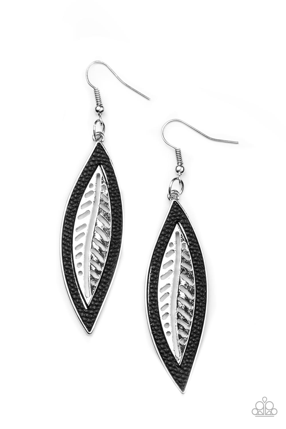 Paparazzi Leather Lagoon - Black Earring