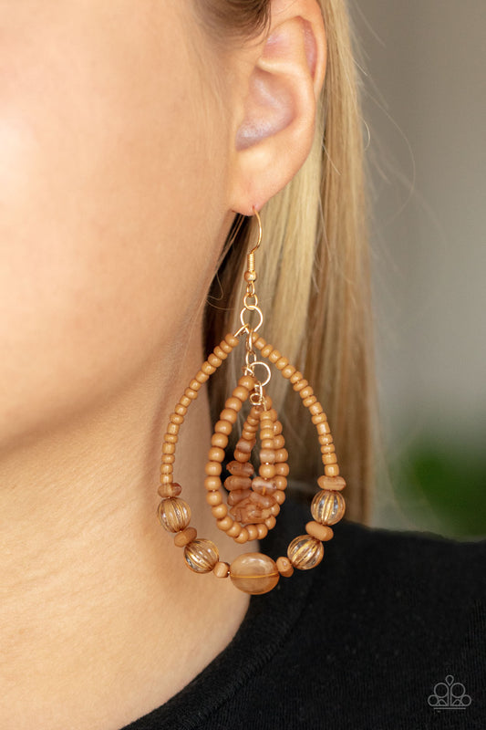 Paparazzi Prana Party - Brown Earring