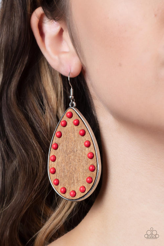 Paparazzi Rustic Refuge - Red Earring